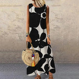 Zingj Women's Women's Printed Round Collar Medium And Long Sleeveless