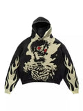 Vintage Gothic Skeleton Hoodie Autumn And Winter Hip Hop Long-Sleeved Coat Loose Hooded