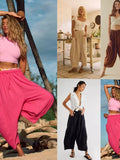 Waist Pleated High Wide Leg Loose Casual