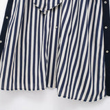 Spring Style Striped Flute Shirt-Style Belt Dress
