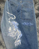 Y2K Baggy Jeans Men's Pattern Hip-Hop Street Harajuku Men's Wide-Legged