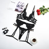 Lace Jewel Strap Lingerie Set-Outfit