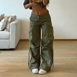 Zingj Wind Large Pocket Stitching Pleated Casual Pants Women 2023 Autumn Straight Pants New Pants