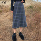 Skirts Women S-5XL Straight Plaid Simple All-match Empire Elegant Ladies Charming Femme Stylish Teens College Harajuku