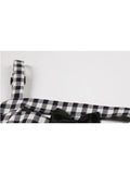 Summer Flavor Chic Black Lattice Print Slim Women Sexy Sweet Bow Dress Sleeveless Dress Fashion A Line Mini Dresses
