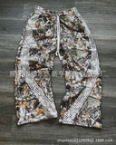 Sales Of 2024 New Summer Branch Camouflage Watercolor Tree Stripes Elastic Waist Straight Wide Leg
