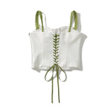 New Color Lace-Up Trim Short Halter