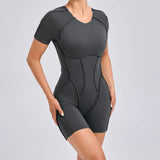 Zingj Three-Dimensional Beauty Sports Yoga Suit Integrated Tight Short Sleeve Hollow Back Conjoined Suit Female Fitness Clothing-Outfit