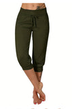 Women's Seven-Cent Pants, Leisure, Slim, High-Waisted Rope Pocket, Sports Pants, Fitness Training, Running Casual