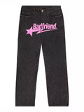 Jeans Badfriend Letter Printed Pants Hip-Hop Baggy Jeans Original Old-Fashioned Punk Street