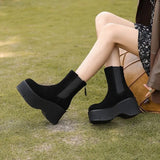 Zingj Platform Heel Martin Boots 2024 New Ultra-High Heel Ankle Boots Platform Bottom Elastic Thin Boots Women's