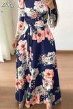 Women Summer Maxi Dress 2023 Casual Short Sleeve Boho Floral Print Long Dress Turtleneck Bandage Elegant Party Dresses