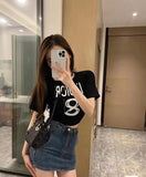 Summer Luxury Women Knitted Tops Ladies High Quality Embroidered T-shirts Spring New Vest Female Fashion Brand Letter