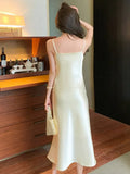 Women Party Dress Plus Size S-5XL Double Layer fabric High Quality Summer Spaghetti Satin Long Woman Dress Soft