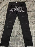 Hip Hop Jeans High Street Trousers Men's Hip-Hop Cobweb Design