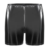 Zingj Men's PVC Mirror Bright Leather Casual Shorts Sexy Zipper Open File Lederhoers Size