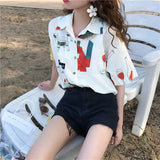 Harajuku Shirt Short Sleeve Tees Chiffon Blouse for Women Women's Summer Tunic 2023 Fashion Women Hawaiian Shirt Cute