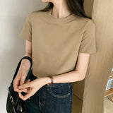 Basic Short-Sleeved T-Shirt Women's Shoulders Are Simple In Summer, Thin And Folded To Wear A Bottomed