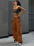 Pants Y2K Clothes Loose Drawstring Low Waist Joggers Trousers Women Casual Outfits Streetwear Baggy Wide Leg
