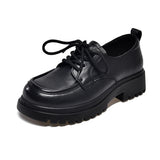 Zingj Head Small Leather Shoes Women's 2024 Head Cowhide Lace-Up Single Shoes Four Seasons Shoes Comfortable Soft Leather Love