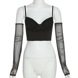 Zingj Winter Fashion Trend Women's New Half Sleeve Sling V-Neck Navel Slim Inside T-Shirt-Outfit