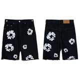 Tears Kapok Printing Beauty Trend Summer Men's And Women's Loose Casual Denim Shorts Trend Five-Cent