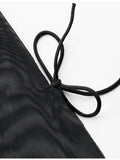 Halter Tie Mesh Patch Top-Outfit