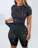 Hollow Out Women 2 Piece Set Fitness Skinny Mock Neck Crop Top Skinny Biker Shorts Matching Jogger Ser Sexy Night Club