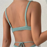 Zingj Summer New Sling Stripe Color Back Strap Knit Wool Dress Woman-Outfit