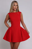 Solid Tank Open Back A-line Mini Dress-Outfit