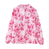 Spring Flower Print Shirt Flower Print Fan Flute Skirt 7484067