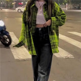 Plaid Shirt Oversize Shirts Fashion Women Blouses 2023 Casual Youth Woman Clothes Harajuku Tunic Women's Clothing