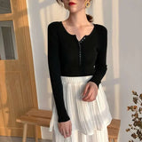 Zingj Women's Autumn And Winter Knitted Sweater With 2023 New High-End V Tie Bottom Slim White Long-Sleeved