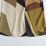 Spring Pleated Printed Silk Satin Dress