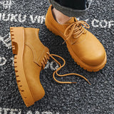 Zingj Shoes Men's Shoes Black Dumb Bright White Head Leather Shoes 2023 New Autumn And Winter Thick Bottom Tide Shoes
