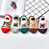 Piece=5 Pairs/lot Cute Animal Spring Women Socks Set Korean Style Funny Cat Dog Panda Low Cut Ankle Short Sox Happy