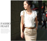 Size Women Shirts Summer Casual O-Neck Chiffon Blouse Women Top Camisa Feminina Short Sleeve Ladies Work Blouse Femme
