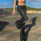 Waist Denim Jeans women Vintage Cute Chic Straight Pants wide leg jwans woman Streetwear Harajuku Grunge Clothes