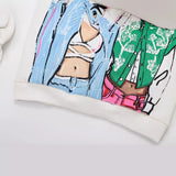 New Girls' Printed Loose-Fitting Hoodie