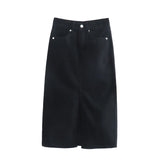 New Denim Split Design Medium-Length Skirt