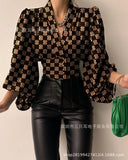 Zingj Wise Hot Style Spring New Temperament Button V-Collar Lantern Sleeve Jacket