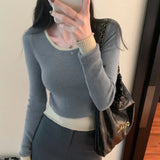Style Jumper Color Minority Long-Sleeved Sweater Women's Autumn And Winter New Small Short Style Bottom Sweater