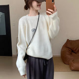 Zingj Classic College Lazy Wind Round Collar Sweater Autumn Winter New Korean Version Loose Versatile Fashion