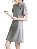 Academy Style Embroidery Polo Dress Women Summer New Skinny Casual Dress Dress