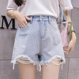 Women Summer Skinny Solid Denim Irregular Fashionable Holiday Korean Version Ladies Trousers Leisure Stylish High