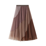 100-Fold Net Dress Elastic Tension Tight Waist Thin Long A-Word Big Swing Skirt Winter