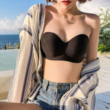 Tube Top Women Strapless Bra Adjusted Large Size No Wire Thin Sexy Underwear Push Up Breathable