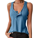 Hot Sale Solid Color Sexy Inside And Outside Wearing Threaded Vest Press Buckle Bottom Top T-Shirt Women's