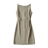 New Spring Style One-Word Pleated Solid-Color Dress Sexy Sling Hip