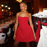 Strapless Upturned Flare Mini Dress- Outfit